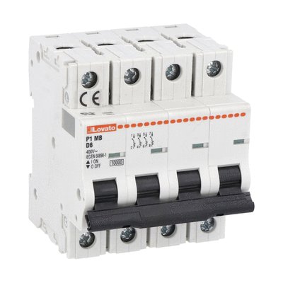 Miniature circuit breaker, 4P - 10kA. 4 modules, characteristic D