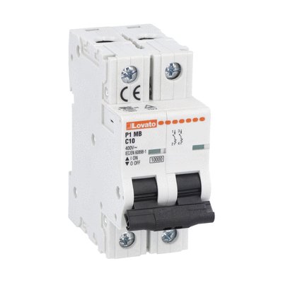 Miniature circuit breaker, 2P - 10kA. 2 modules, characteristic C