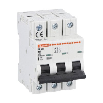 Miniature circuit breaker, 3P - 10kA. 3 modules, characteristic B