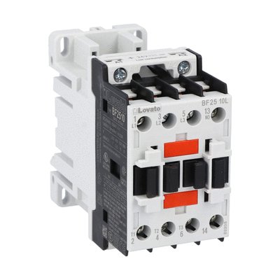 Three-pole contactor, IEC operating current Ie (AC3) = 25A, DC coil low consumption, 1NO auxiliary contact