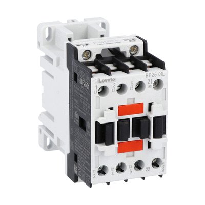 Three-pole contactor, IEC operating current Ie (AC3) = 25A, DC coil low consumption, 1NC auxiliary contact