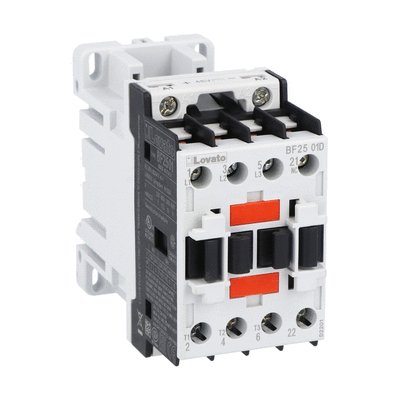 Three-pole contactor, IEC operating current Ie (AC3) = 25A, DC coil, 1NC auxiliary contact