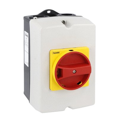 UL/CSA type 4/4X non-metallic enclosured switch disconnector, four-pole. With rotating handle