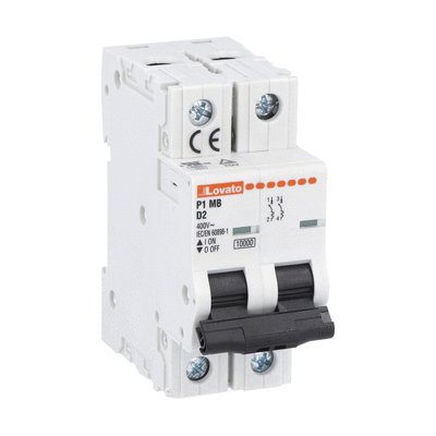 Miniature circuit breaker, 2P - 10kA. 2 modules, characteristic D