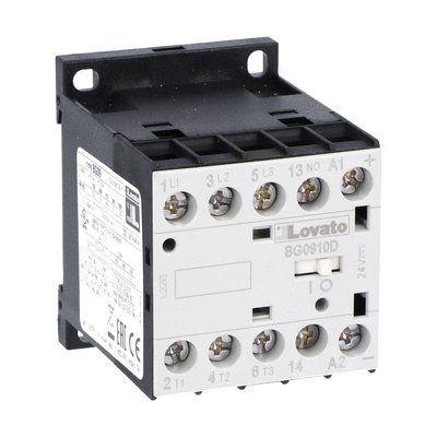 Three-pole contactor, IEC operating current Ie (AC3) = 9A, DC coil, 1NO auxiliary contact