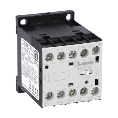 Three-pole contactor, IEC operating current Ie (AC3) = 12A, DC coil, 1NC auxiliary contact