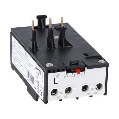 Motor protection relay, phase failure/single-phase sensitive. Three-pole (three-phase), automatic resetting. Direct mounting on BG06, BG09, BG12 mini-contactors