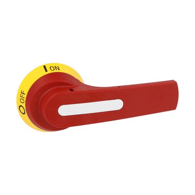 Door-coupling handle for GL0160...GL0315. Screw fixing. 125mm lever length pistol handle - defeatable (req. UL508A). Red/yellow. □10mm. IP66, IP69K and NEMA 4X