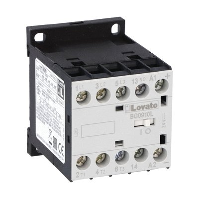 Three-pole contactor, IEC operating current Ie (AC3) = 9A, DC coil low consumption,  1NO auxiliary contact