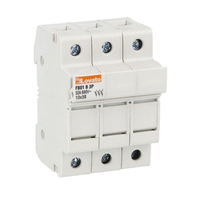 Fuse holder, for 10X38mm fuses. 32A rated current at 690VAC