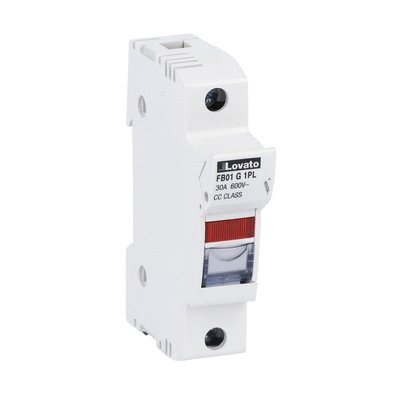 Fuse holder UL certified for class CC fuses for north american market, for 10X38mm fuses. 30A rated current at 690VAC