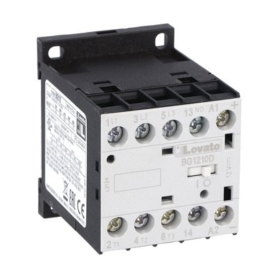 Three-pole contactor, IEC operating current Ie (AC3) = 12A, DC coil, 1NO auxiliary contact