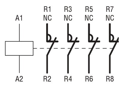 Four-pole contactor, IEC operating current Ith (AC1) = 32A, AC coil, 4NC