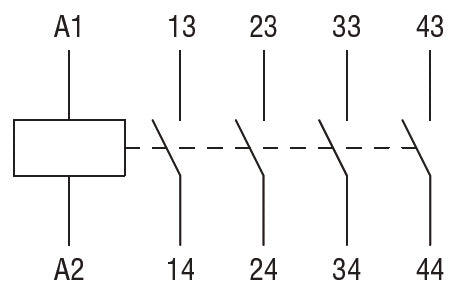 Control relay with DC coil 4NO