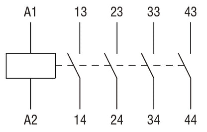 Control relay with DC coil 4NO