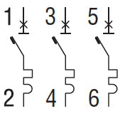 Miniature circuit breaker, 3P - 10kA. 3 modules, characteristic B