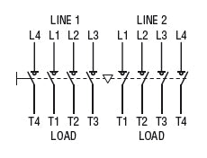 Four-pole changeover switch