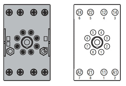 Socket for relay for fitting on DIN rail or with screws, 8-Pin for HR702C... screw terminals