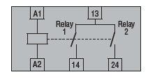 Start-up priority change relay, modular version, 2 outputs. AC/DC supply voltage, 24-48VDC, 24...240VAC