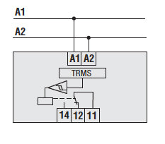 Voltage monitoring relay for single-phase system, minimum and maximum AC voltage