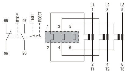 Motor protection relay, phase failure/single-phase sensitive. Three-pole (three-phase), manual or automatic resetting