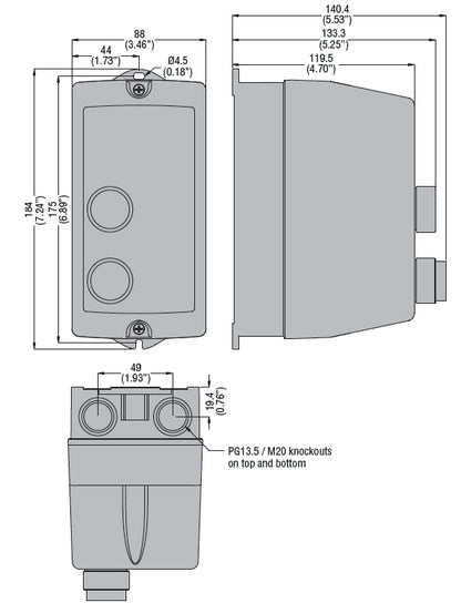 Direct-on-line-starter, 1.4...2.3A (0.55...0.75kW at 400V), IP65, contactor coil voltage 230VAC 60Hz, non-metallic enclosure, with thermal overload relay, with START and STOP/RESET buttons