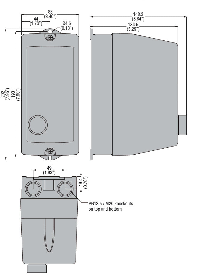 Empty non-metallic enclosure, with RESET button, for BF09A, BF12A, BF18A contactors