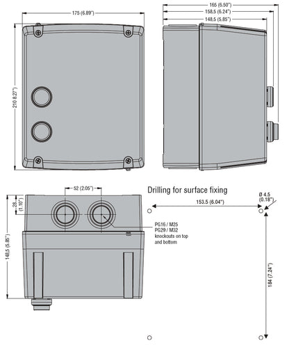 Empty non-metallic enclosure, with RESET button, for BF26A, BF32A, BF38A contactors