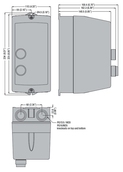 Direct-on-line-starter, 24...32A (15kW at 400V), IP65, contactor coil voltage 230VAC 60Hz, non-metallic enclosure, with thermal overload relay, with START and STOP/RESET buttons