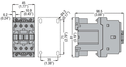 Four-pole contactor, IEC operating current Ith (AC1) = 32A, DC coil, 2NO and 2NC