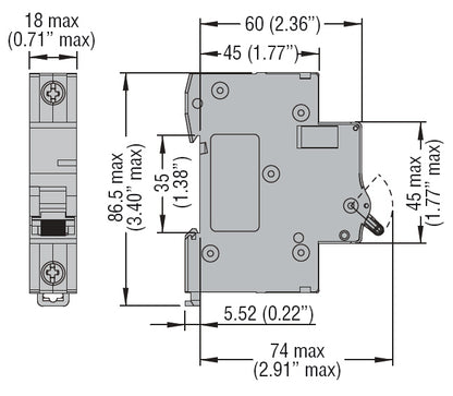 Miniature circuit breaker, 1P - 10kA. 1 module, characteristic B