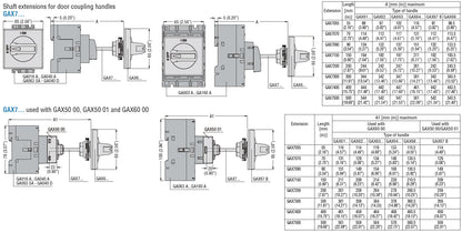 Shaft extension for door-coupling handles GAX61-GAX64, GAX61B-GAX64B, GAX67B and mechanical interlock type GAX5000, GAX5001 and coupling system GAX6000, length 55mm long; □5mm/0.2”