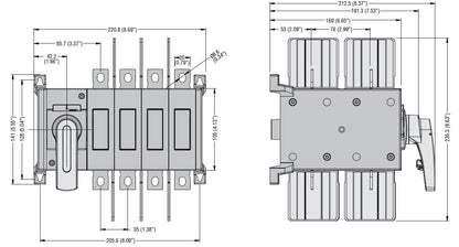 Four-pole changeover switch