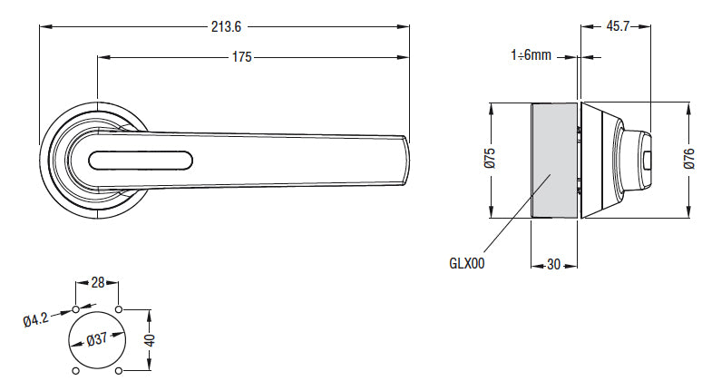 Door-coupling handle. For GMF J600...GMF L800. Screw fixing. 175mm/6.89” lever length pistol handle - defeatable (req. UL508A). Red/yellow. □12mm/0.47”