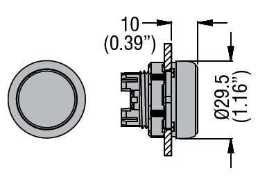 Illuminated button actuator, spring return Ø22mm Platinum series chromed plastic