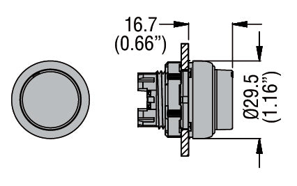 Illuminated Push-Push button actuator Ø22mm Platinum series chromed plastic, extended. Push ON-Push OFF