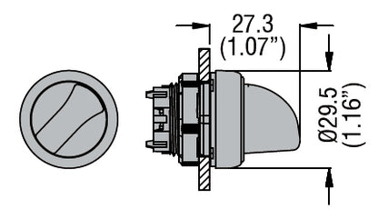 Illuminated selector switch actuator Ø22mm Platinum series chromed plastic, 2 position