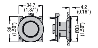 Illuminated button actuator, spring return Ø30mm Platinum series flat metal