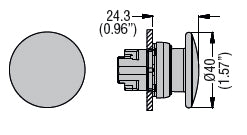 Illuminated mushroom head button actuator Ø22mm Platinum series metal, spring return, Ø40mm