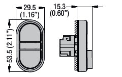 Double-touch actuator, spring return Ø22mm Platinum series metal, 1 extended and 1 flush pushbuttons. Both spring return