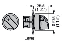 Illuminated selector switch actuator Ø22mm Platinum series metal, 3 position