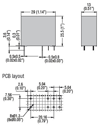 Miniature relay, 24VAC, 1C/O contact. Fitting on socket HR5XS2...