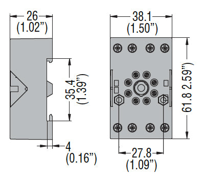 Socket for relay for fitting on DIN rail or with screws, 8-Pin for HR702C... screw terminals