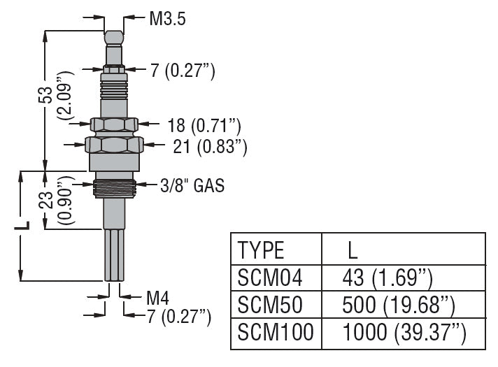 Single-pole electrode, 1000mm/39,39”