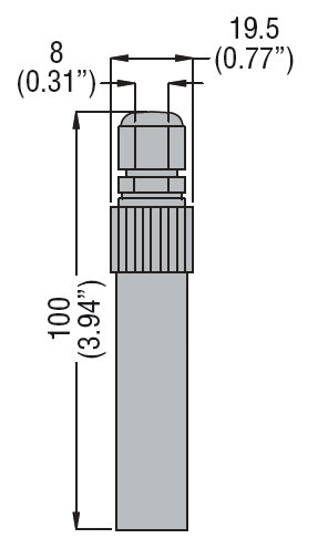 Single-pole electrode, 100mm/3,94”