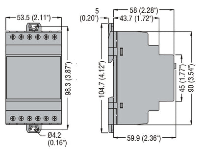 Pump protection relay for single and three-phase systems, maximum AC current and minimum COSΦ. Phase loss and incorrect phase sequence, 5A or 16A, PMA50A480