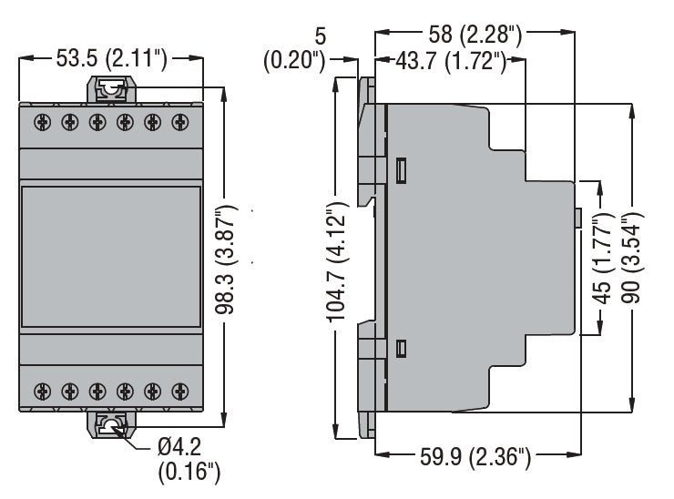 Pump protection relay for single and three-phase systems, maximum AC current and minimum COSΦ. Phase loss and incorrect phase sequence, 5A or 16A, PMA50A240