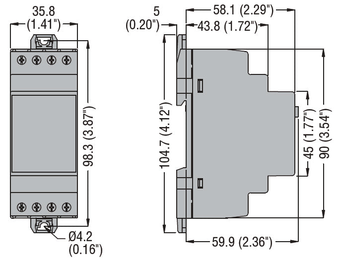 Voltage monitoring relay for single-phase system, minimum and maximum AC voltage