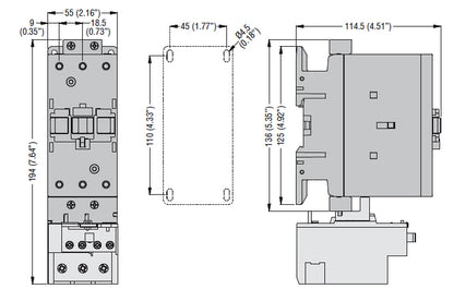 Motor protection relay, non phase failure/non single-phase sensitive. Three-pole (three-phase), manual resetting. Direct mounting on BF40 - BF94 contactors