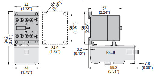 Motor protection relay, phase failure/single-phase sensitive. Three-pole (three-phase), automatic resetting. Direct mounting on BG06, BG09, BG12 mini-contactors